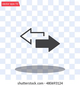 2 side arrow premium illustration icon, isolated, white on dark background, with text elements