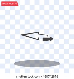 2 side arrow premium illustration icon, isolated, white on dark background, with text elements
