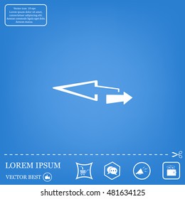 2 side arrow premium illustration icon, isolated, white on dark background, with text elements