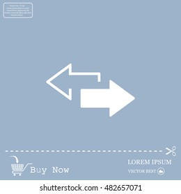 2 side arrow premium illustration icon, isolated, white on dark background, with text elements