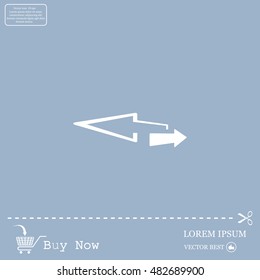 2 side arrow premium illustration icon, isolated, white on dark background, with text elements