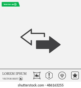 2 side arrow premium illustration icon, isolated, white on dark background, with text elements