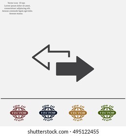 2 side arrow premium illustration icon, isolated, white on dark background, with text elements