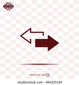 2 side arrow premium illustration icon, isolated, white on dark background, with text elements