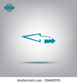2 side arrow premium illustration icon, isolated, white on dark background, with text elements