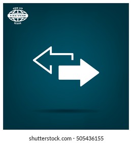 2 side arrow premium illustration icon, isolated, white on dark background, with text elements