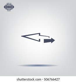 2 side arrow premium illustration icon, isolated, white on dark background, with text elements