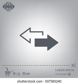 2 side arrow premium illustration icon, isolated, white on dark background, with text elements