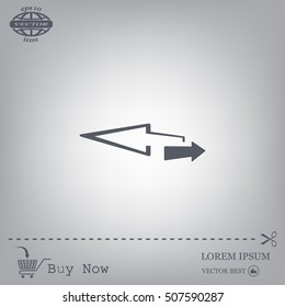 2 side arrow premium illustration icon, isolated, white on dark background, with text elements