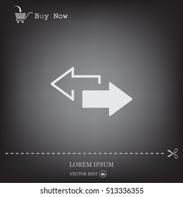 2 side arrow premium illustration icon, isolated, white on dark background, with text elements