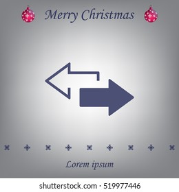 2 side arrow premium illustration icon, isolated, white on dark background, with text elements