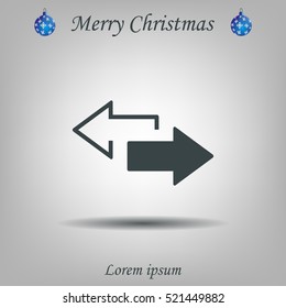 2 side arrow premium illustration icon, isolated, white on dark background, with text elements