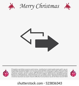 2 side arrow premium illustration icon, isolated, white on dark background, with text elements