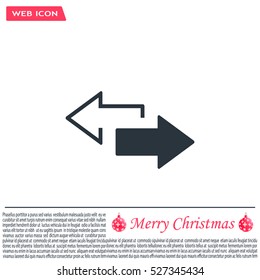 2 side arrow premium illustration icon, isolated, white on dark background, with text elements