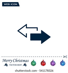 2 side arrow premium illustration icon, isolated, white on dark background, with text elements