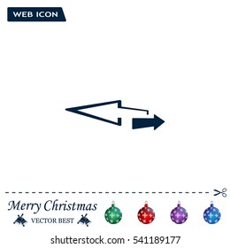 2 side arrow premium illustration icon, isolated, white on dark background, with text elements