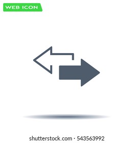 2 side arrow premium illustration icon, isolated, white on dark background, with text elements