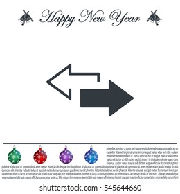 2 side arrow premium illustration icon, isolated, white on dark background, with text elements
