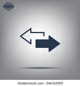 2 side arrow premium illustration icon, isolated, white on dark background, with text elements