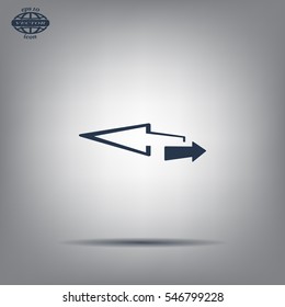 2 side arrow premium illustration icon, isolated, white on dark background, with text elements