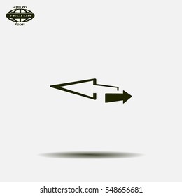 2 side arrow premium illustration icon, isolated, white on dark background, with text elements