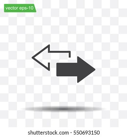 2 side arrow premium illustration icon, isolated, white on dark background, with text elements