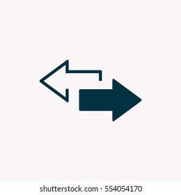 2 side arrow premium illustration icon, isolated, white on dark background, with text elements