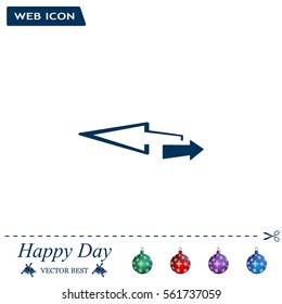 2 side arrow premium illustration icon, isolated, white on dark background, with text elements