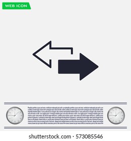2 side arrow premium illustration icon, isolated, white on dark background, with text elements