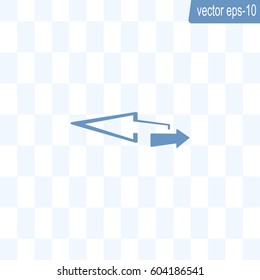 2 side arrow premium illustration icon, isolated, white on dark background, with text elements