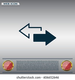 2 side arrow premium illustration icon, isolated, white on dark background, with text elements
