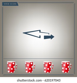 2 side arrow premium illustration icon, isolated, white on dark background, with text elements