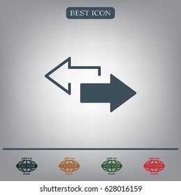 2 side arrow premium illustration icon, isolated, white on dark background, with text elements