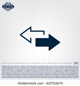 2 side arrow premium illustration icon, isolated, white on dark background, with text elements