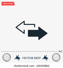 2 side arrow premium illustration icon, isolated, white on dark background, with text elements