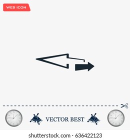 2 side arrow premium illustration icon, isolated, dark on white background, with text elements