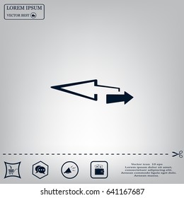 2 side arrow premium illustration icon, isolated, white on dark background, with text elements