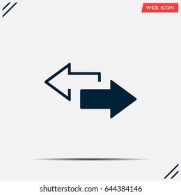 2 side arrow premium illustration icon, isolated, white on dark background, with text elements