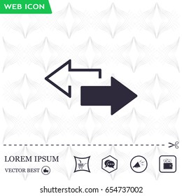 2 side arrow premium illustration icon, isolated, white on dark background, with text elements