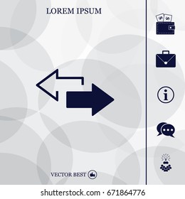2 side arrow premium illustration icon, isolated, white on dark background, with text elements