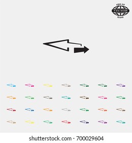 2 side arrow premium illustration icon, isolated, white on dark background, with text elements