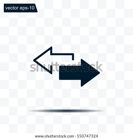 2 side arrow premium illustration icon, isolated, white on dark background, with text elements