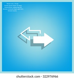 2 side arrows premium illustration icon, isolated, white on dark background, with text elements