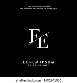 2 side sliced letter E vector design template. Usable to mix and match with another for makes logos.
