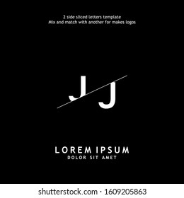 2 side sliced letter JJ vector design template. Usable to mix and match with another for makes logos.
