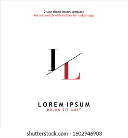 2 side sliced letter L vector design template. Usable to mix and match with another for makes logos.