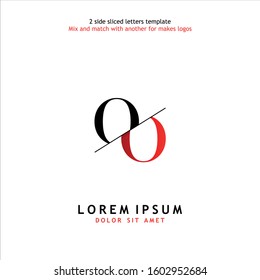 2 side sliced letter O vector design template. Usable to mix and match with another for makes logos.