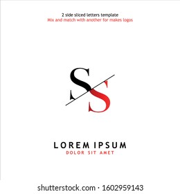 2 side sliced letter S vector design template. Usable to mix and match with another for makes logos.