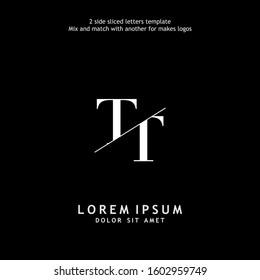 2 side sliced letter T vector design template. Usable to mix and match with another for makes logos.