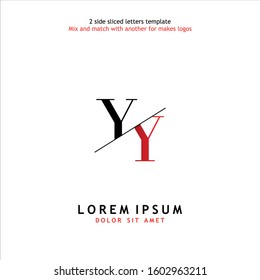 2 side sliced letter Y vector design template. Usable to mix and match with another for makes logos.